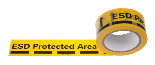 ESD PVC / PE antystatyczna taśma ostrzegawcza z żółtym kolorem i czarnym malowaniem