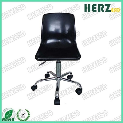 Czarne plastikowe czarne ergonomiczne krzesła przemysłowe z uziemionym metalowym łańcuchem przewodzącym