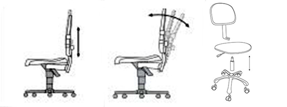 Regulowane krzesła antystatyczne ESD z pianki Pu do laboratoryjnej stacji roboczej