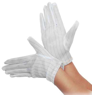 Bezpieczne białe antystatyczne paski poliestrowe rękawice robocze ESD Przemysł elektroniki do pomieszczeń czystych