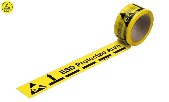 ESD PVC / PE antystatyczna taśma ostrzegawcza z żółtym kolorem i czarnym malowaniem