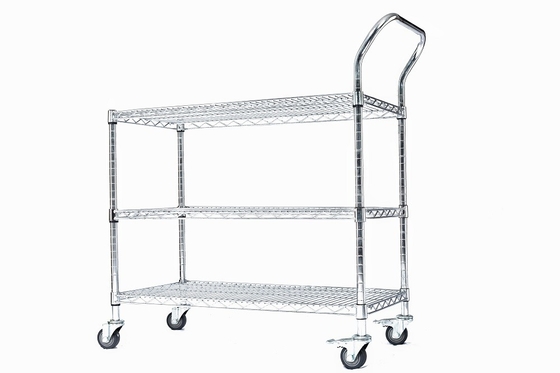 Niestandardowy stalowy ESD Wire Shelf Trolley Cart Mesh Storage Antistatic Wire Trolley