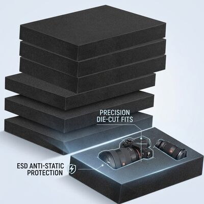 Przewodząca wkładka z pianki ESD czarna wykrawana antystatyczna pianka EVA wewnętrzne opakowanie amortyzujące do wysyłki płytek PCB IC