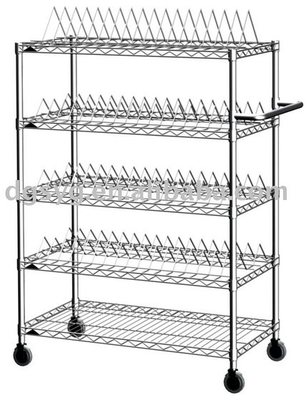 Węglowa stal ESD SMT SMD PCB Wleśnik do przechowywania wózka Metalowa półka Chrome Wire Rack