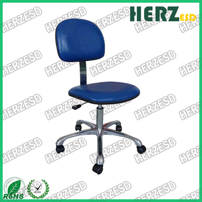 Przemysłowe krzesło biurowe ESD ze skóry PU regulowane obrotowe z chromowaną nogą